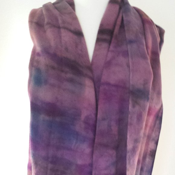 NEW large merino Cashmere scarf Wrap cape tie dyed XL red black purple blue gray - Picture 4 of 4
